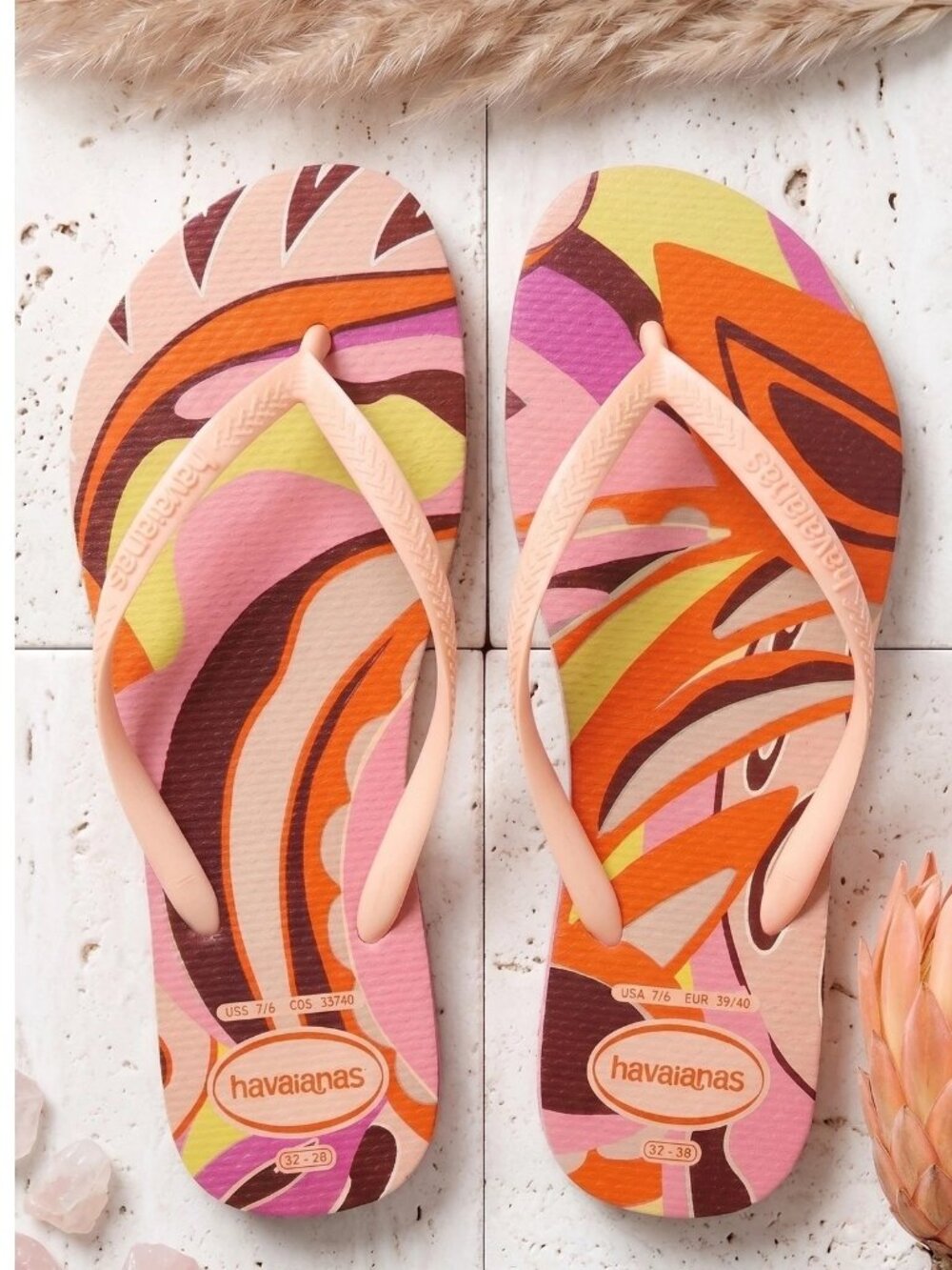 Havaianas Slim High Trend Flip Flop Sandals Size 9/10 Pink Crocus Desert Mirage